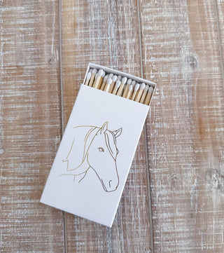 White Oversized Horse Head Matches with Gold Foil-Lighters & Matches-[product_category]-Whatsoever Things