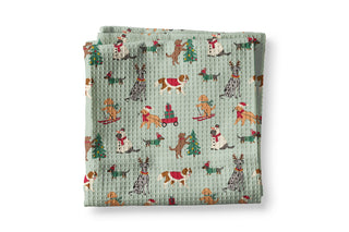 Dog Christmas Waffle Weave Kitchen Towel Festive Puppy