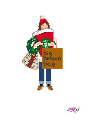 On Order from Vendor - Christmas Shopper Bru Needlepoint Canvas