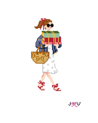 JV114 - Bookstore Girl Fair Needlepoint Canvas