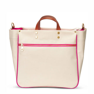 "Codie" Pink Canvas Tote with Leather Accents-[product_category]-Whatsoever Things