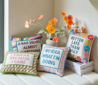 I Swear Because I Care Embroidered Pillow-[product_category]-Whatsoever Things