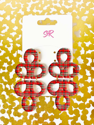 Red Plaid Acrylic Janey Dangle Earring-[product_category]-Whatsoever Things