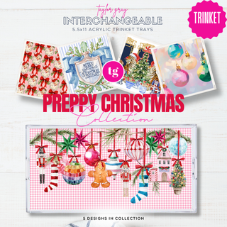 5.5x11 PREPPY CHRISTMAS Trinket Tray Insert Set of 5