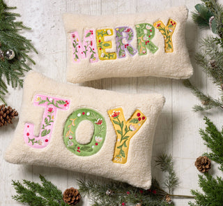 Merry Applique Embroidered Pillow