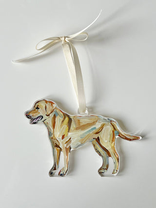 Yellow Labrador Acrylic Christmas Dog Ornament | Wreath Charm