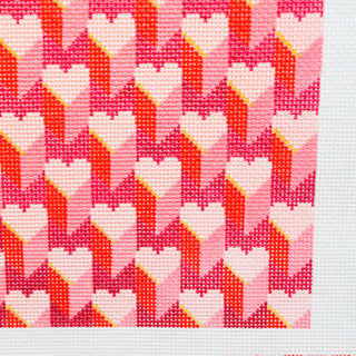 Expanding Hearts Clutch Hand-Painted Needlepoint Canvas