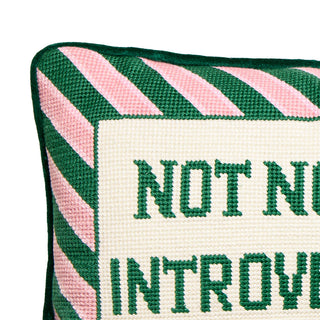 Not Now I'm Introverting Embroidered Pillow