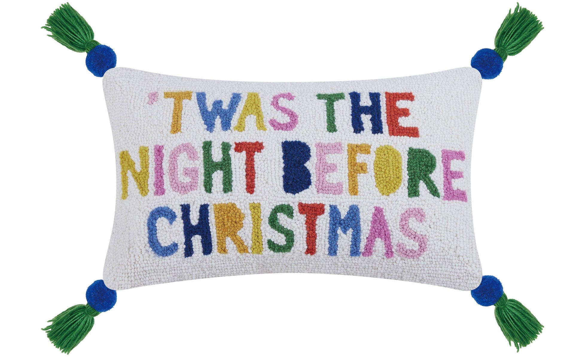 Night Before Christmas w/Pom Hook Pillow-Pillows-[product_category]-Whatsoever Things