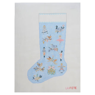 12 Days of Christmas Needlepoint Stocking Canvas | Hand-Painted 13 Mesh