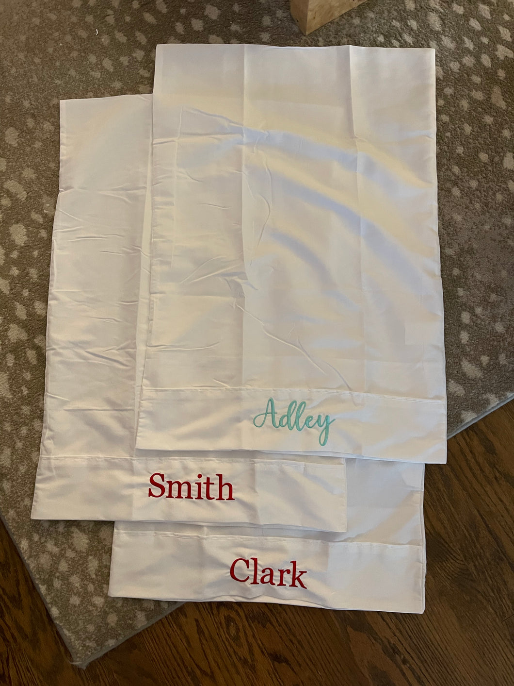 Pillow Cases (white) with stitched name