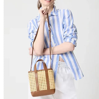 Woven Cane Crossbody Tote