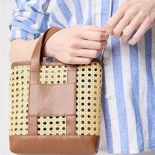 Woven Cane Crossbody Tote