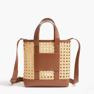 Woven Cane Crossbody Tote