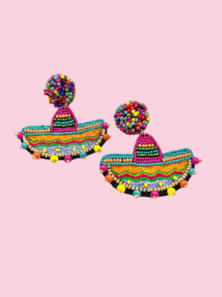 Sombrero Statement Beaded Earrings