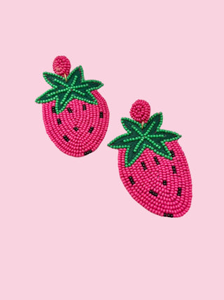 Strawberry Statement Beaded Earrings