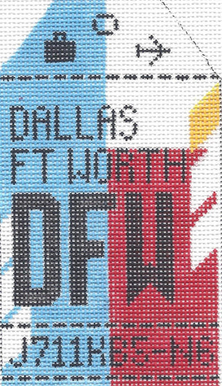 Dallas Fort Worth Travel Tag Needlepoint Canvas