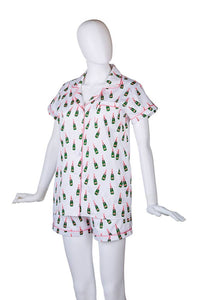 Pajama Short Sets - Champagne Bottles
