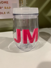 Load image into Gallery viewer, Acrylic Stemless Glass with clear lid - two-layer monogram
