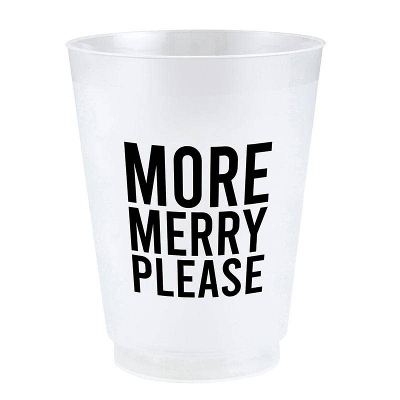 'More Merry Please' Frosted Cups, Set of 8