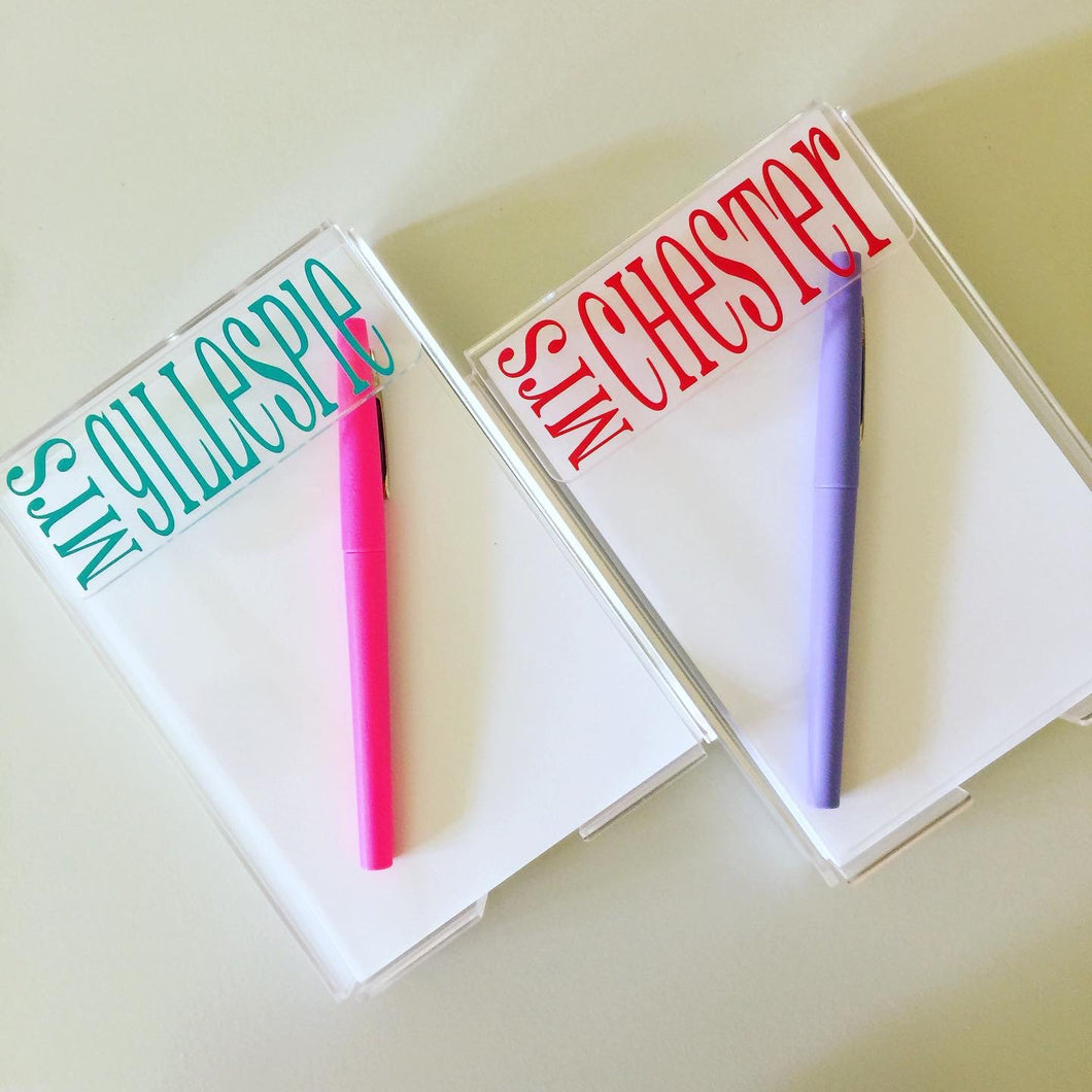 Acrylic Notepad with 4x6 Paper Pad (includes paper)