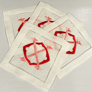 XO Embroidered Cocktail Napkins (set of four) 😘-Napkins-[product_category]-Whatsoever Things