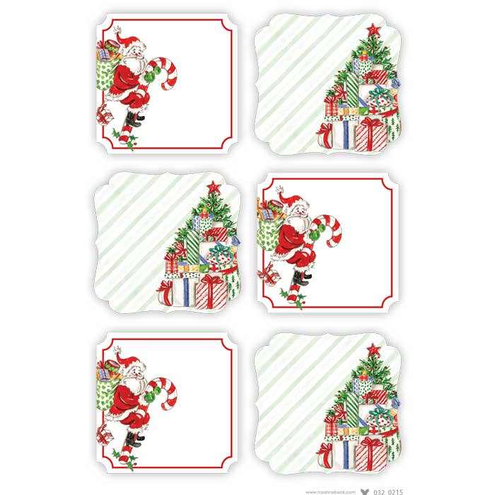 Santa with Candy Canes and Presents Die-Cut Sticker Sheets