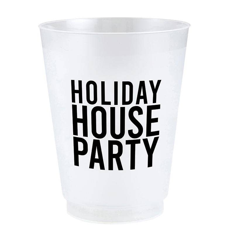 'Holiday House Party' Frosted Cups, Set of 8