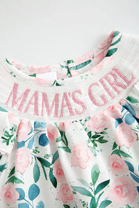 Pink floral "MAMA'S GIRL" smocked dress