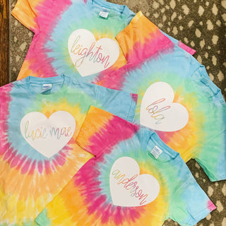 Tie Dye Short Sleeve T-Shirt (Youth) with design - great for camp!-Baby & Kids Clothing-[product_category]-Whatsoever Things
