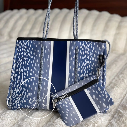 Neoprene striped tote - three colors!