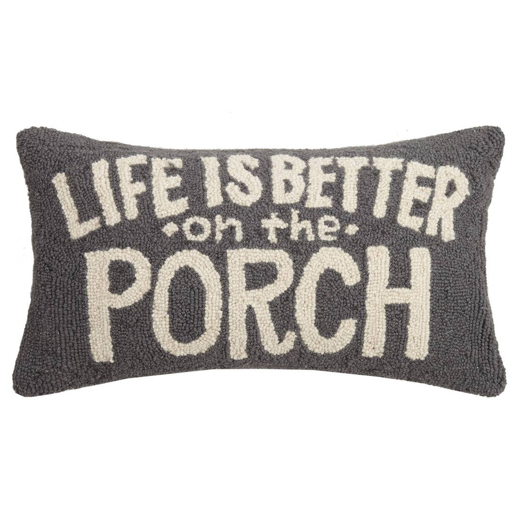 Life Is Better On The Porch Hook Pillow, 12 by 22 inches