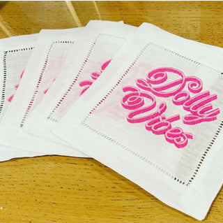 Dolly Vibes Embroidered Cocktail Napkins (set of four)-Napkins-[product_category]-Whatsoever Things