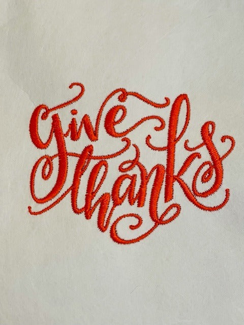 Thanksgiving "Give Thanks" Embroidered Guest Towel