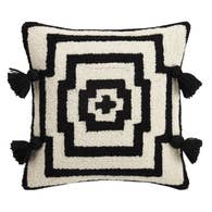 Hypnotic Black Tassels Hook Pillow, 16 by 16 inches