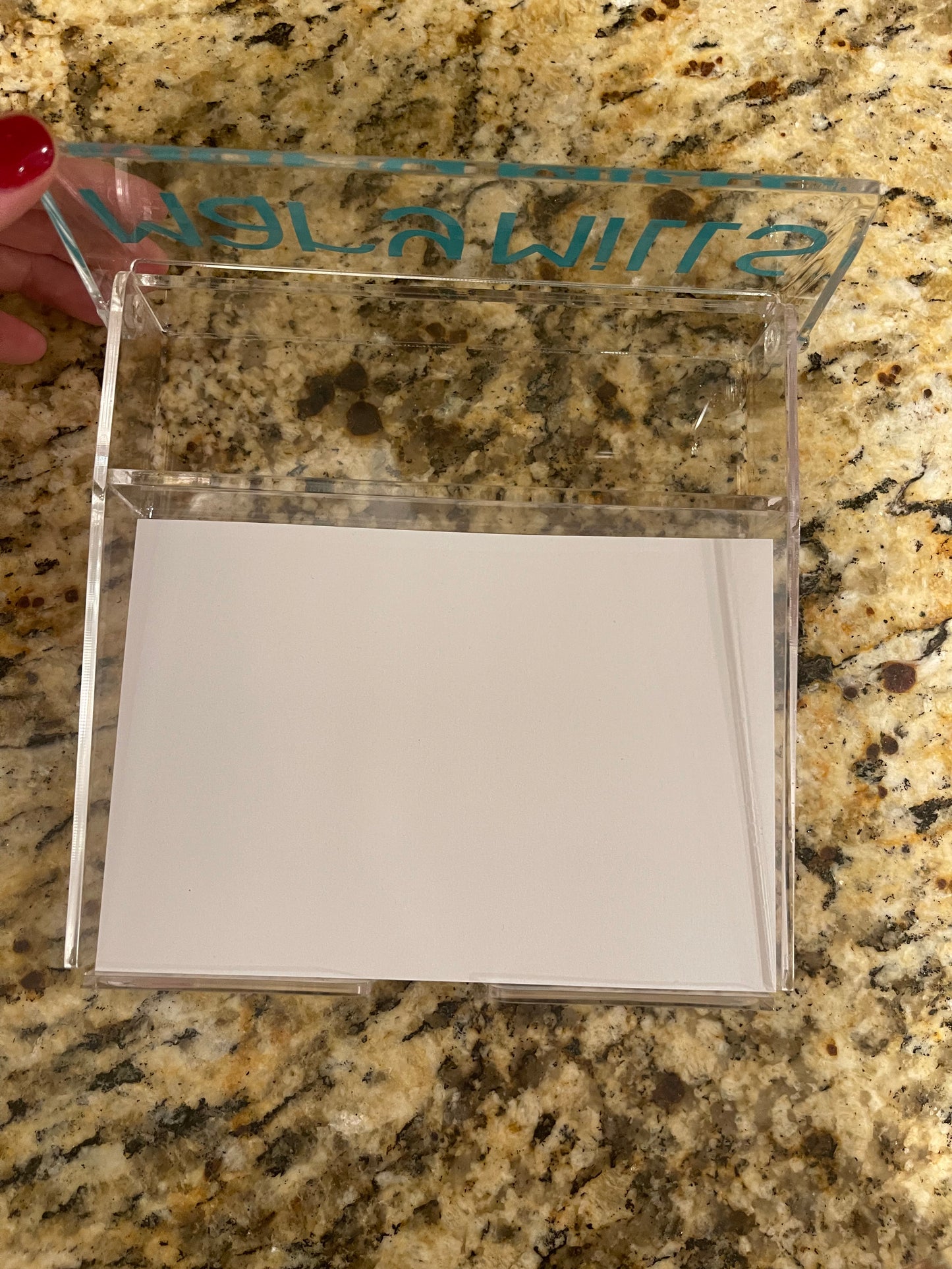 Acrylic Memo Pad Holder with Pen Compartment (Includes Paper)