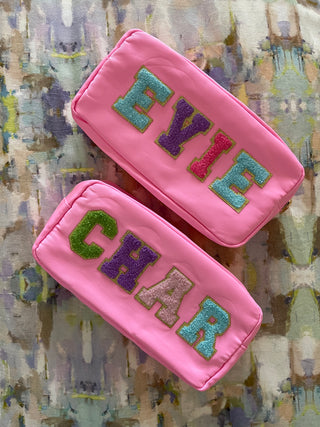 Pink Chenille letter bags-Bags-[product_category]-Whatsoever Things