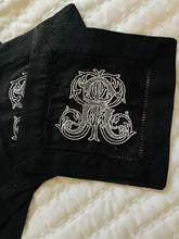 Load image into Gallery viewer, Vintage Vine Initial Embroidered Cocktail Napkins (set of four)
