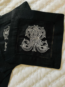 Vintage Vine Initial Embroidered Cocktail Napkins (set of four)