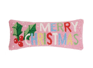 Merry Christmas Pink Pillow, 8 by 20 inches (mid-October)