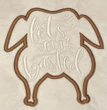 Load image into Gallery viewer, Thanksgiving &quot;Let&#39;s Get Basted&quot; Embroidered Guest Towel
