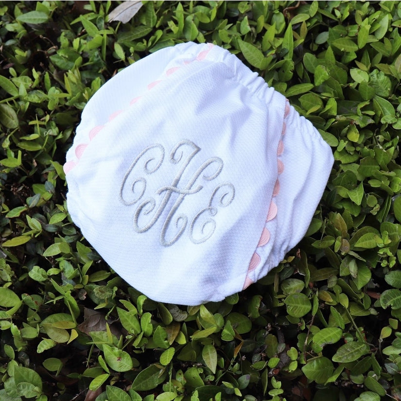 Pique Diaper Cover with Embroidered Monogram