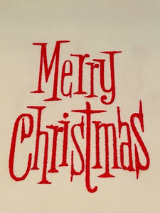 Retro Merry Christmas Embroidered Guest Towel