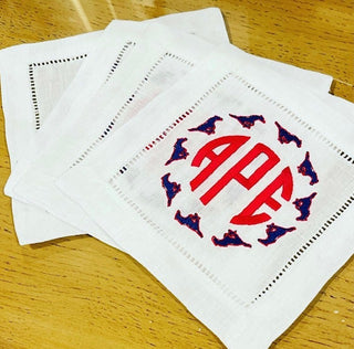 SMU Embroidered Cocktail Napkins (set of four)-Napkins-[product_category]-Whatsoever Things
