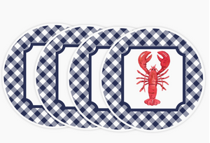 Lobster on Gingham Acrylic Coasters (set of four)