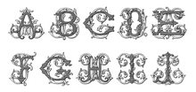 Load image into Gallery viewer, Vintage Vine Initial Embroidered Cocktail Napkins (set of four)
