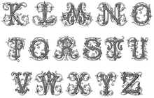 Load image into Gallery viewer, Vintage Vine Initial Embroidered Cocktail Napkins (set of four)
