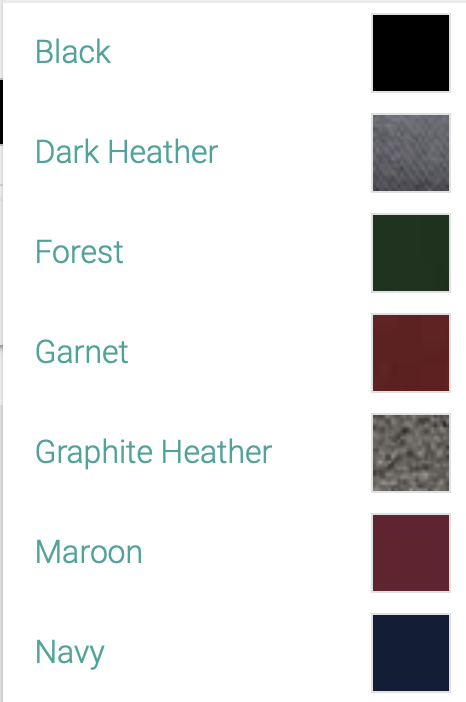 Gildan Color Chart
