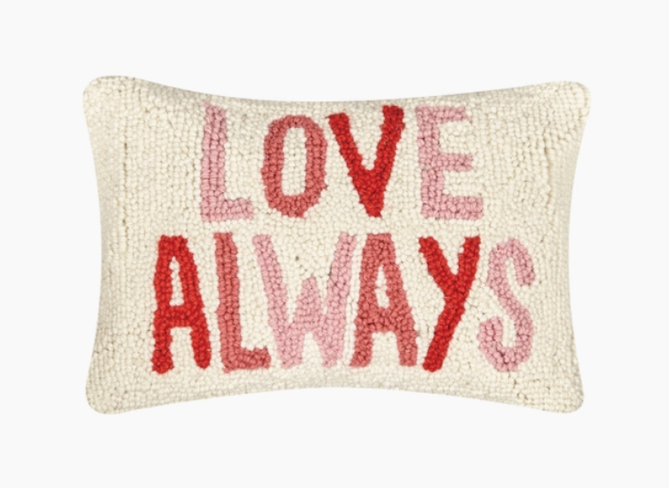Love Always Wool Hook Pillow, 8 by 12 inches