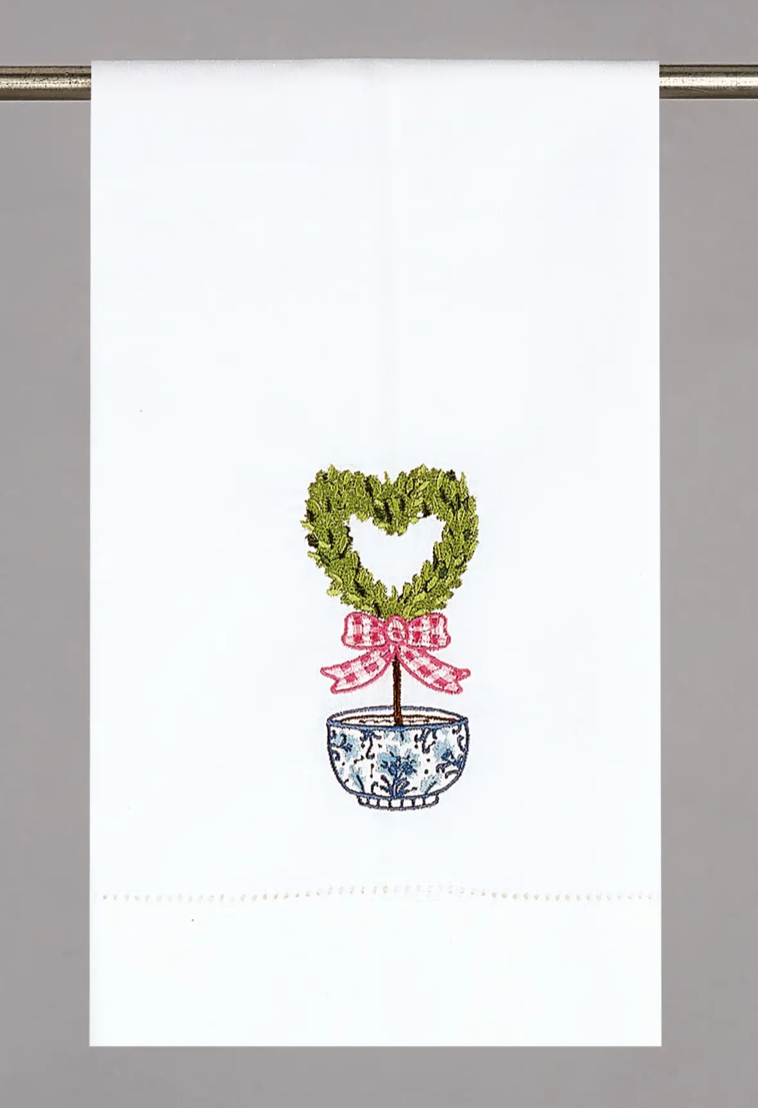 Heart Topiary Embroidered Guest Towel